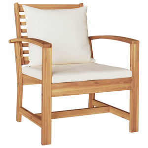 vidaXL Chaises 2 pcs Marron et crème 65 x 60 x 76,5 cm Bois de teck massif