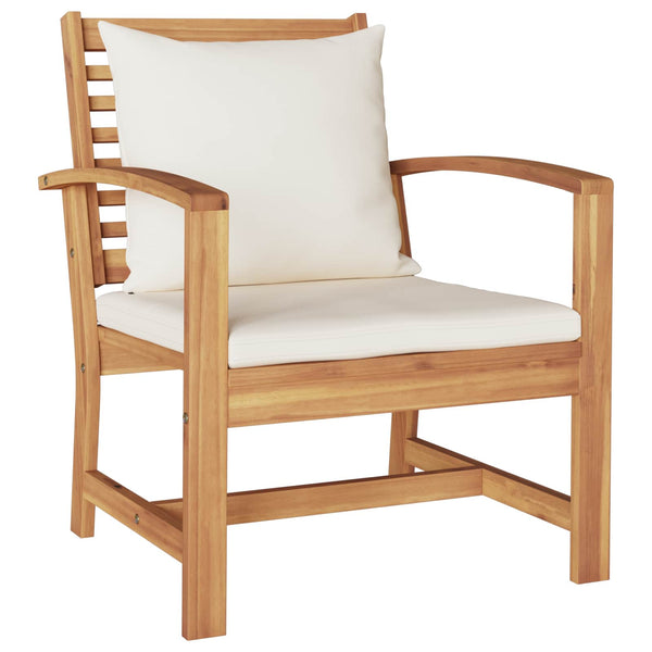 vidaXL Chaises 2 pcs Marron et crème 65 x 60 x 76,5 cm Bois de teck massif