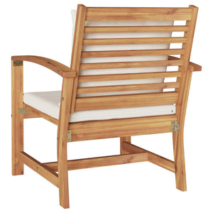 vidaXL Chaises 2 pcs Marron et crème 65 x 60 x 76,5 cm Bois de teck massif