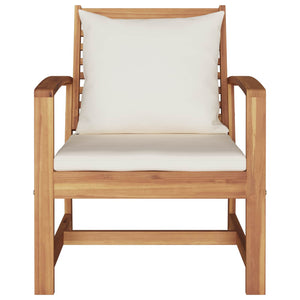 vidaXL Chaises 2 pcs Marron et crème 65 x 60 x 76,5 cm Bois de teck massif