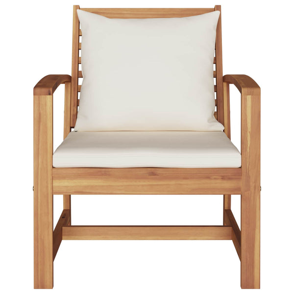 vidaXL Chaises 2 pcs Marron et crème 65 x 60 x 76,5 cm Bois de teck massif