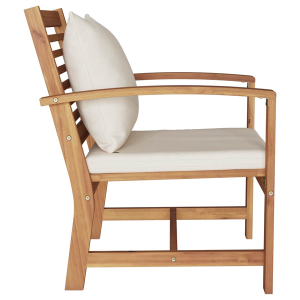 vidaXL Chaises 2 pcs Marron et crème 65 x 60 x 76,5 cm Bois de teck massif