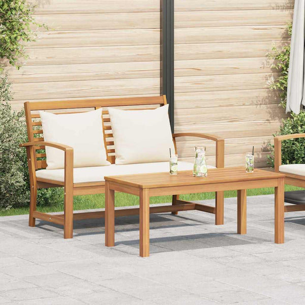 Gartenbank & Tisch Set mit Polster, Braun/Creme