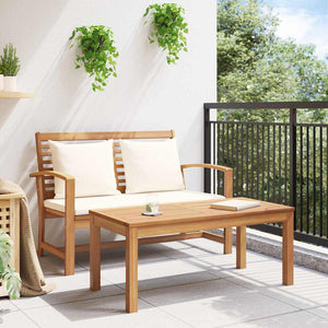 Gartenbank & Tisch Set mit Polster, Braun/Creme
