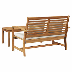 Gartenbank & Tisch Set mit Polster, Braun/Creme