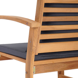 Stuhl mit Kissen, 2er Set, Braun/Dunkelgrau