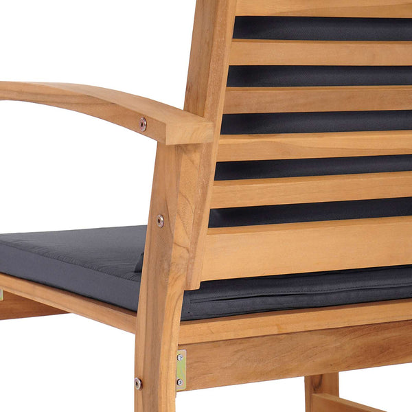 Stuhl mit Kissen, 2er Set, Braun/Dunkelgrau