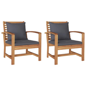 Stuhl mit Kissen, 2er Set, Braun/Dunkelgrau