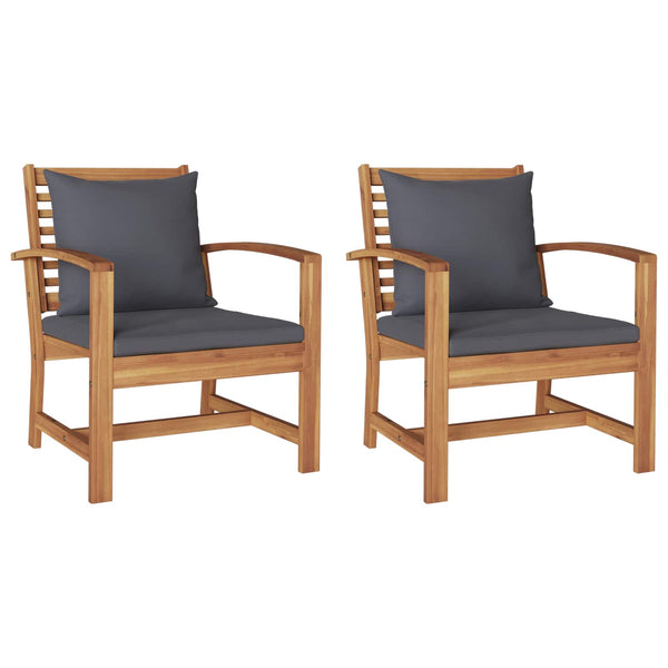 Stuhl mit Kissen, 2er Set, Braun/Dunkelgrau