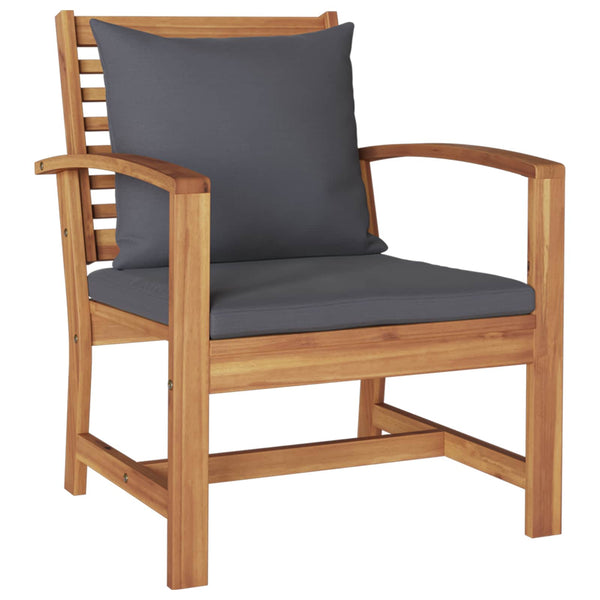 Stuhl mit Kissen, 2er Set, Braun/Dunkelgrau