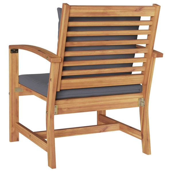 Stuhl mit Kissen, 2er Set, Braun/Dunkelgrau