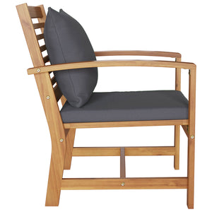 Stuhl mit Kissen, 2er Set, Braun/Dunkelgrau
