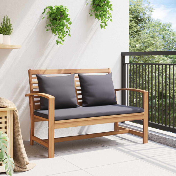 vidaXL Ensemble banc et table de jardin avec coussins 2 pcs Bois de teck massif