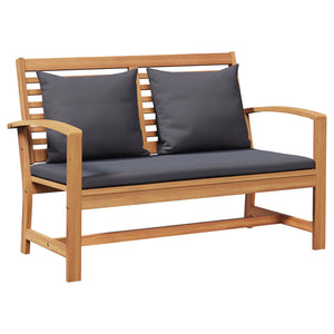 vidaXL Ensemble banc et table de jardin avec coussins 2 pcs Bois de teck massif