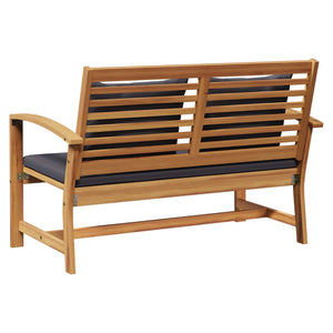 vidaXL Ensemble banc et table de jardin avec coussins 2 pcs Bois de teck massif