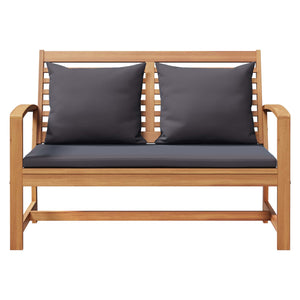 vidaXL Ensemble banc et table de jardin avec coussins 2 pcs Bois de teck massif