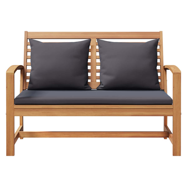 vidaXL Ensemble banc et table de jardin avec coussins 2 pcs Bois de teck massif