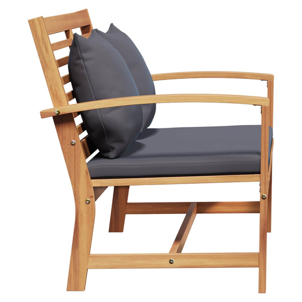 vidaXL Ensemble banc et table de jardin avec coussins 2 pcs Bois de teck massif
