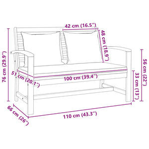 vidaXL Ensemble banc et table de jardin avec coussins 2 pcs Bois de teck massif