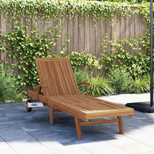 vidaXL Chaise longue avec coussin Marron 195 x 59 x 78,5 cm Bois de teck massif