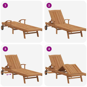 vidaXL Chaise longue avec coussin Marron 195 x 59 x 78,5 cm Bois de teck massif