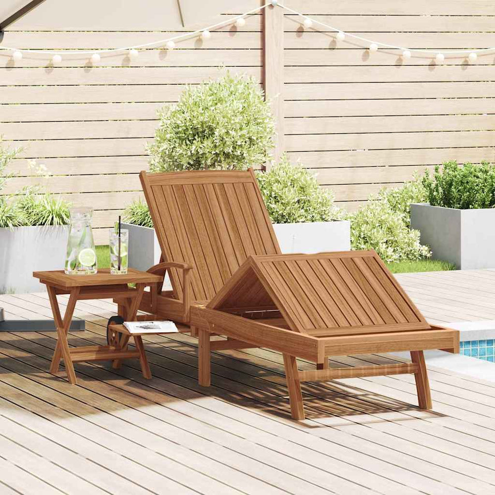 Teak Sonnenliege mit Kissen, 2er Set