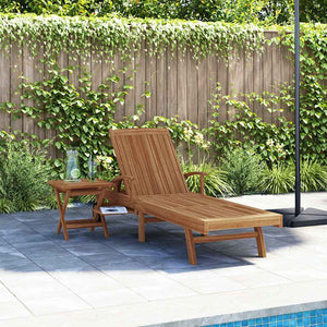 Teak Sonnenliege mit Kissen, 2er Set