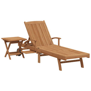 Teak Sonnenliege mit Kissen, 2er Set