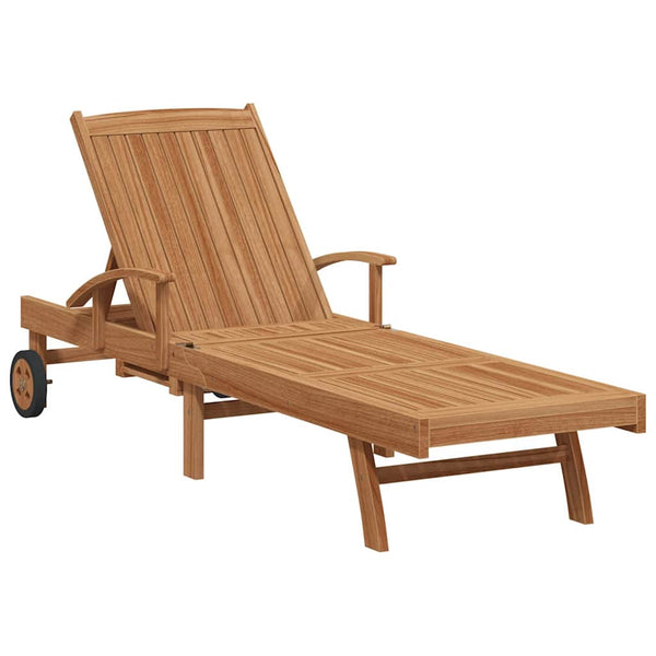 Teak Sonnenliege mit Kissen, 2er Set