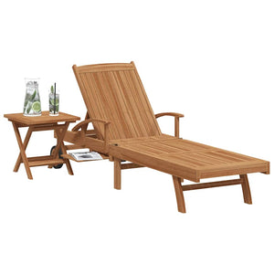 Teak Sonnenliege mit Kissen, 2er Set