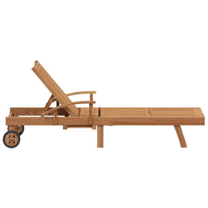 Teak Sonnenliege mit Kissen, 2er Set
