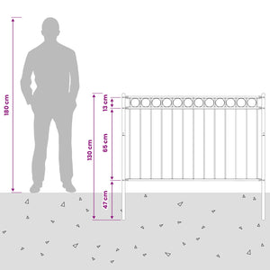 Graues Stahl Zaunelement ASSEN 170x130 cm