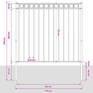 Graues Stahl Zaunelement 170x170 cm
