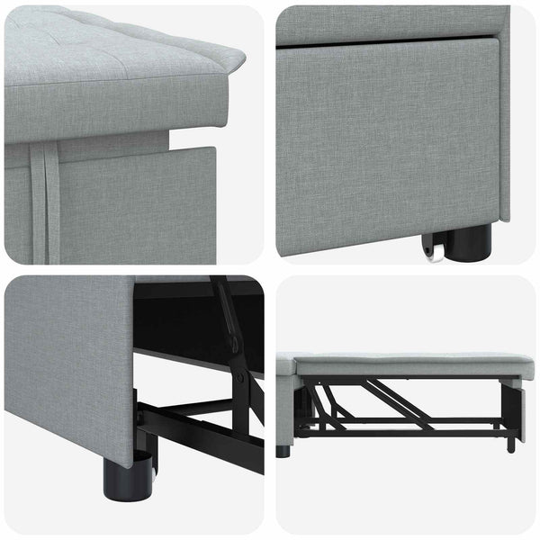 Ausziehbares Schlafsofa Hellgrau Stoff 194cm