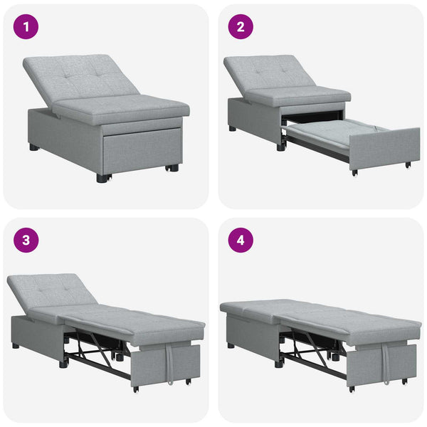 Ausziehbares Schlafsofa Hellgrau Stoff 194cm