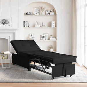 Schlafsofa Ausziehbar Schwarz Stoff 194cm