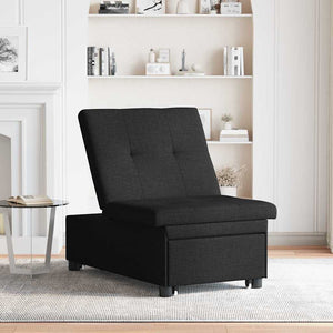Schlafsofa Ausziehbar Schwarz Stoff 194cm