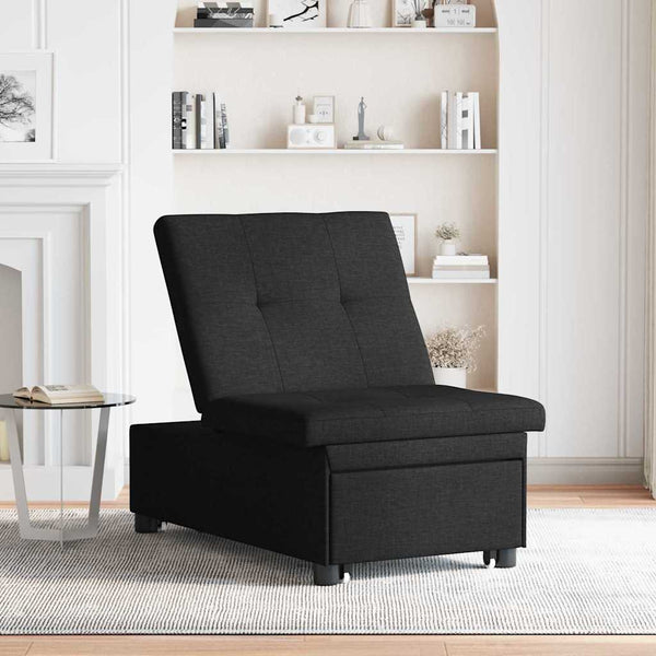 Schlafsofa Ausziehbar Schwarz Stoff 194cm