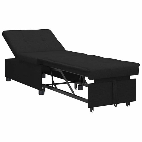 Schlafsofa Ausziehbar Schwarz Stoff 194cm