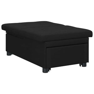 Schlafsofa Ausziehbar Schwarz Stoff 194cm