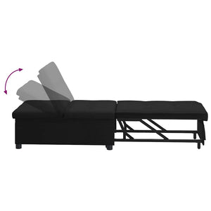 Schlafsofa Ausziehbar Schwarz Stoff 194cm