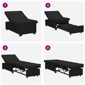 Schlafsofa Ausziehbar Schwarz Stoff 194cm