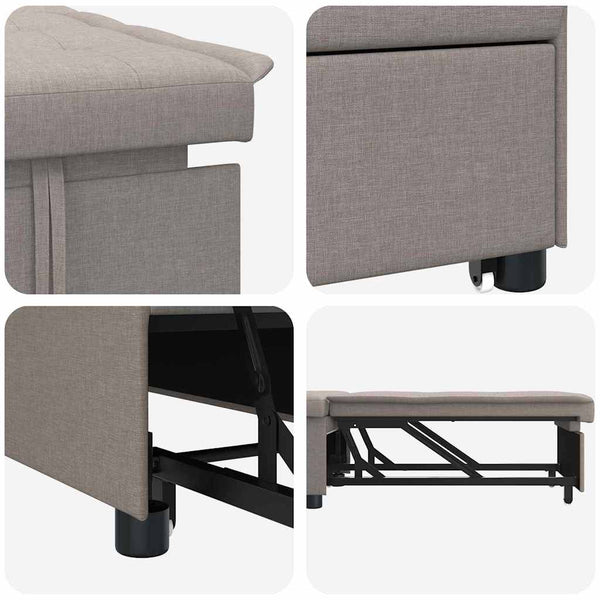 Ausziehbares Schlafsofa Taupe Stoff 194cm