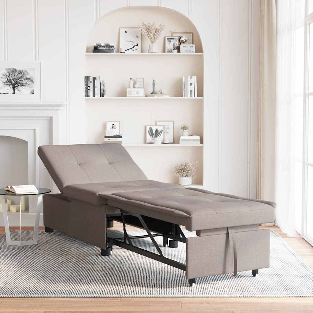 Ausziehbares Schlafsofa Taupe Stoff 194cm