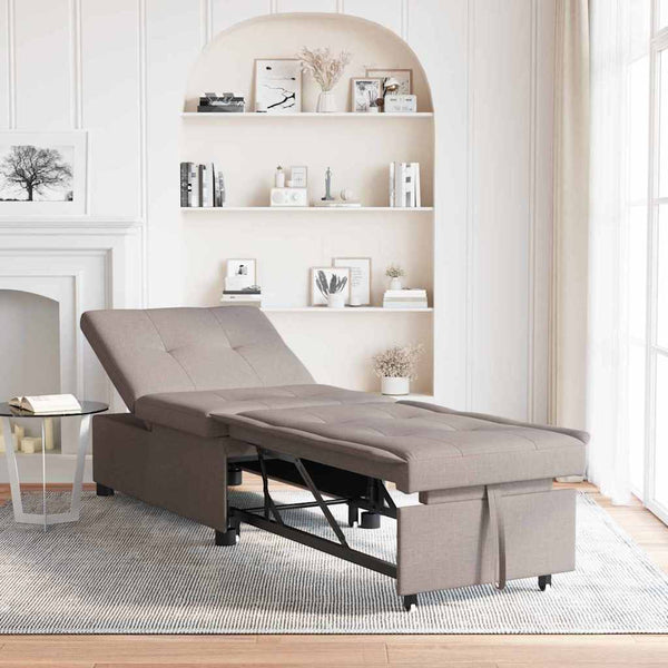 Ausziehbares Schlafsofa Taupe Stoff 194cm