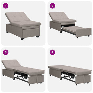 Ausziehbares Schlafsofa Taupe Stoff 194cm