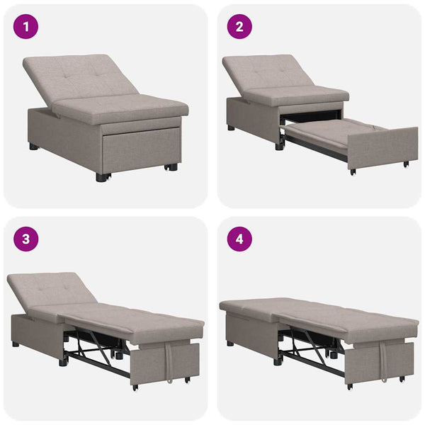 Ausziehbares Schlafsofa Taupe Stoff 194cm