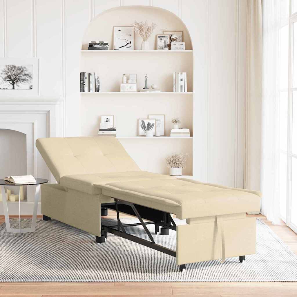 Ausziehbares Schlafsofa Creme Stoff