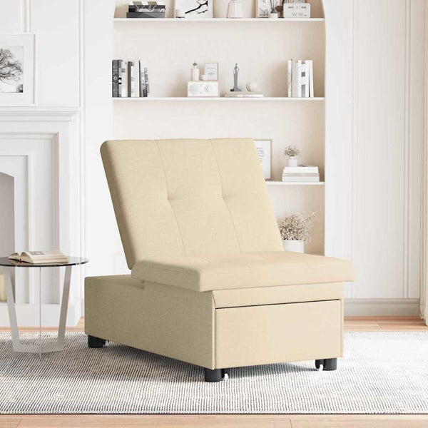 Ausziehbares Schlafsofa Creme Stoff