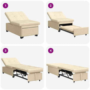 Ausziehbares Schlafsofa Creme Stoff
